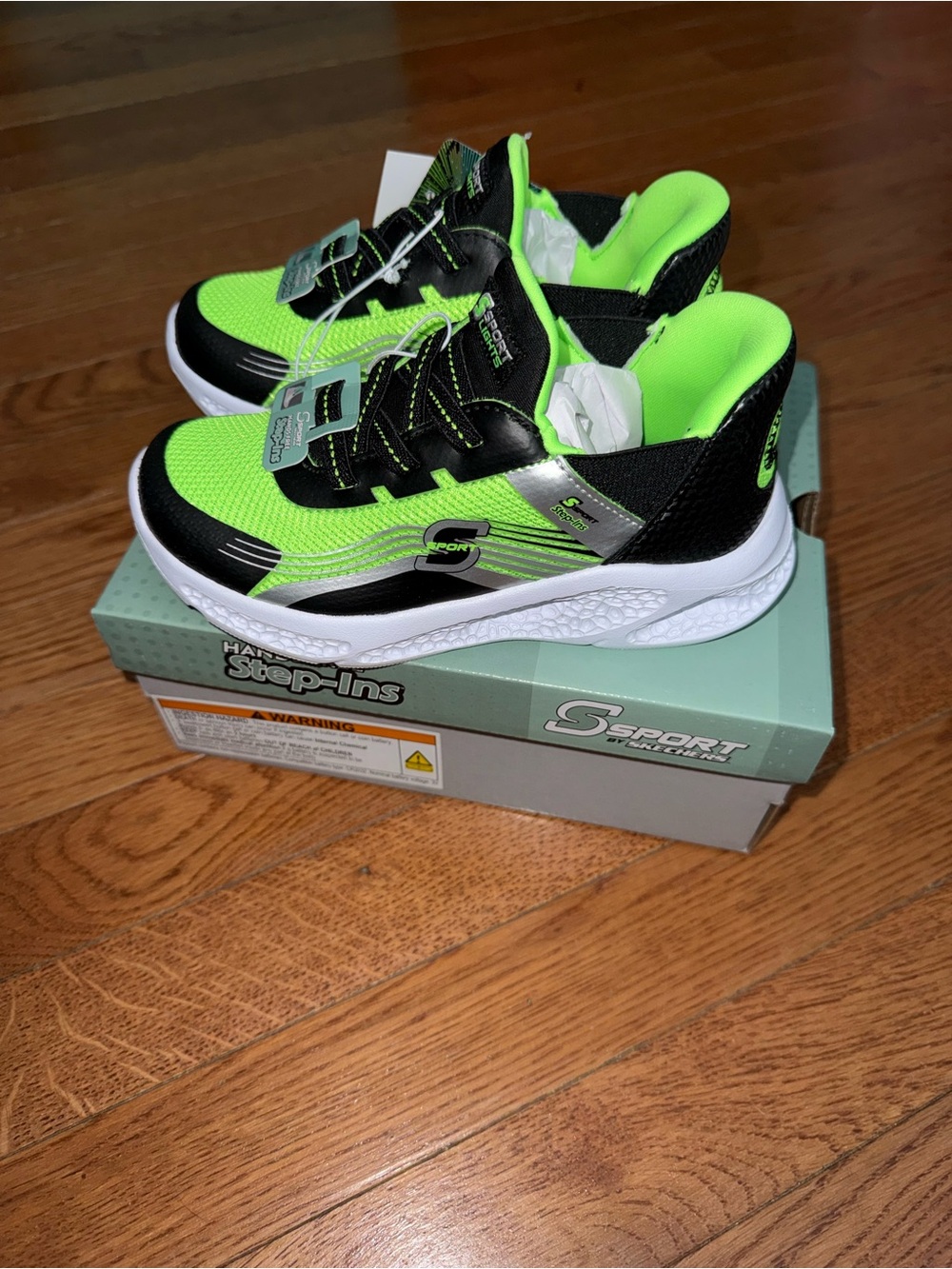 Skechers Kids Lime Green and Black Sneakers